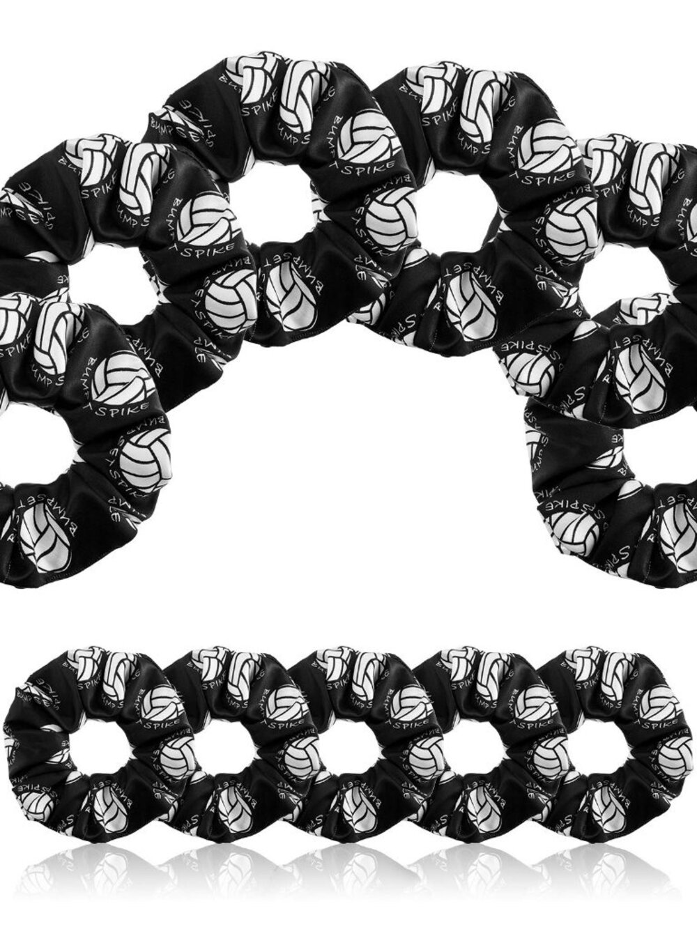 12 Pcs Volleyball Scrunchies Hair Ties for Girls, Black